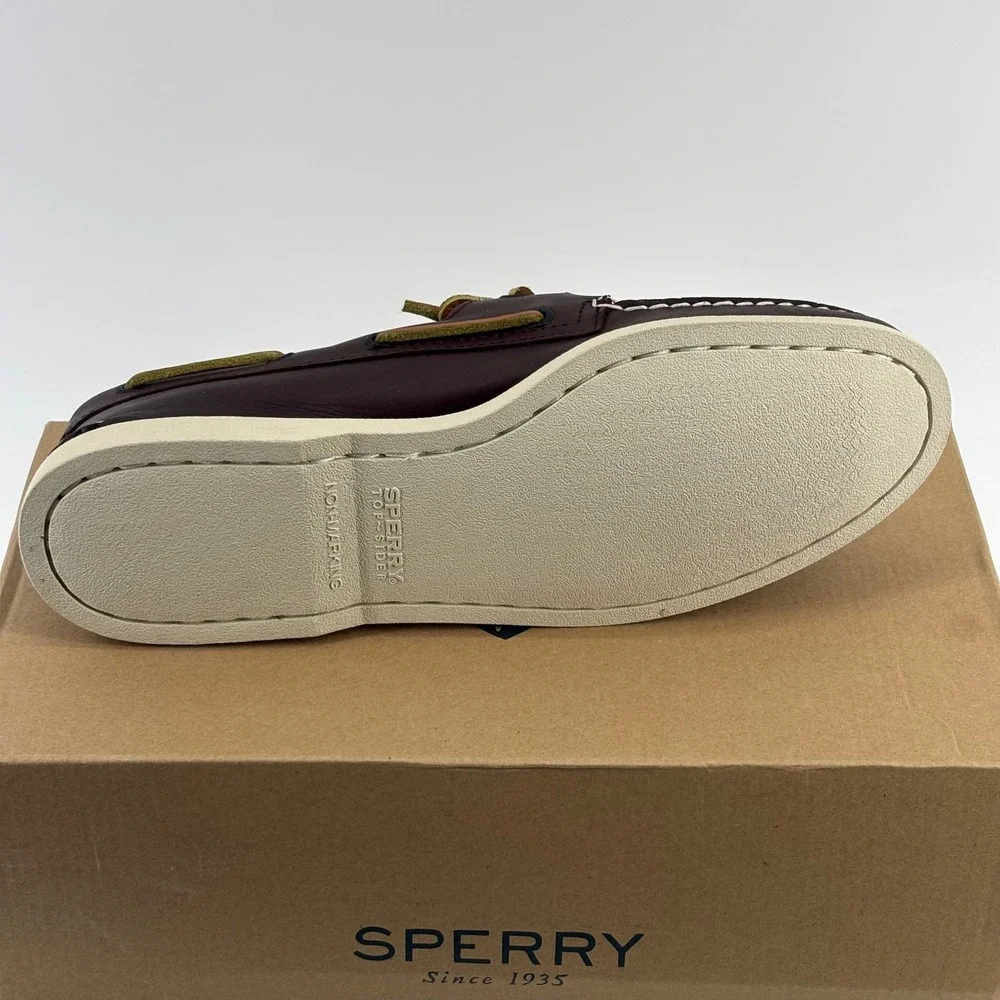 Sperry Boat Shoes Mens 10 Dark Brown Leather Authentic Original 2-Eye New